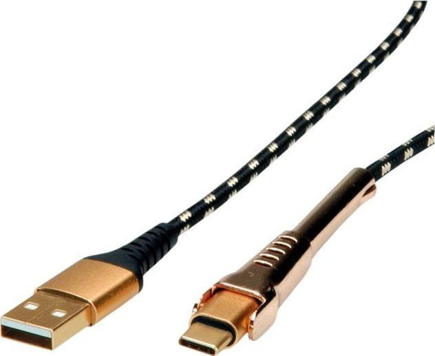 Kabel USB Roline USB-A - USB-C 1 m Czarno-złoty 11.02.8920