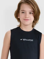 Koszulki dla chłopców - 4F Tank top sportowy szybkoschnący chłopięcy - czarny 122/128 (6-8 lat) - miniaturka - grafika 1