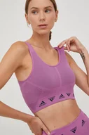 Bielizna sportowa damska - adidas Performance biustonosz sportowy Aeroknit kolor fioletowy wzorzysty - miniaturka - grafika 1