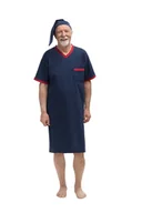 Piżamy damskie - KOSZULA NOCNA MĘSKA L KRÓTKI RĘKAW BAWEŁNIANA DLA TATY DZIADKA GRANATOWA SZLAFMYCA4 - miniaturka - grafika 1