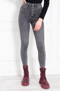 SPODNIE JEANSOWE SZARE SKINNY Z GUZIKAMI- WYSOKI STAN - Olika - Spodnie damskie - miniaturka - grafika 1