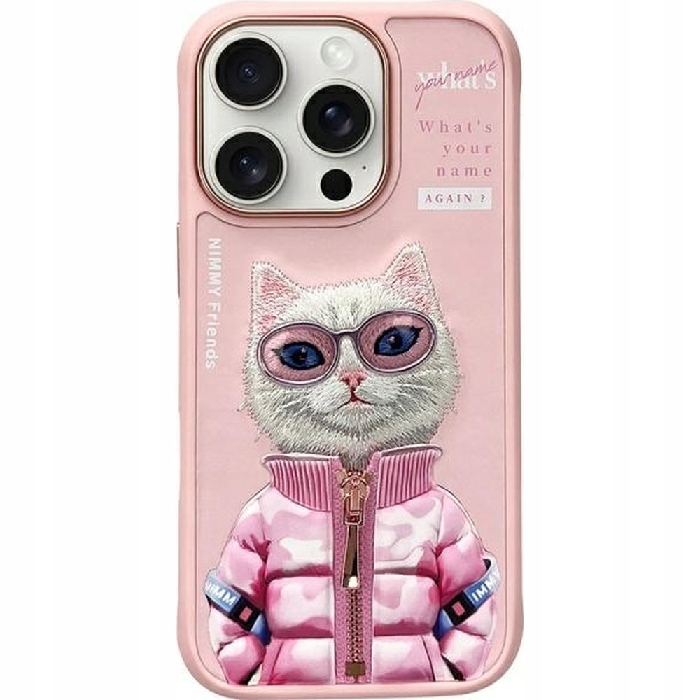 Nimmy Etui Cool&Cute 2.0 Cat do iPhone 16 Pro Max, różowe z kotkiem