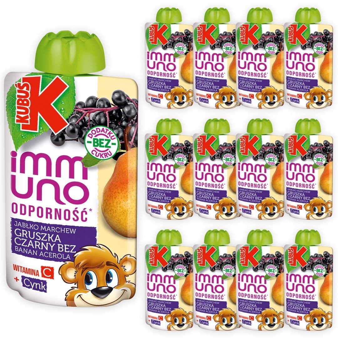 KUBUŚ Immuno Odporność Mus Gruszka Czarny Bez 100g x 12 sztuk