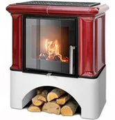 Piece wolnostojące - ABX Piecyk kaflowy Ikaria Exclusive biały cokół - Bordowy - miniaturka - grafika 1