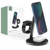 Ładowarki do telefonów - TECH-PROTECT Ładowarka indukcyjna TECH-PROTECT A9 3w1 Magnetic Magsafe 15W Czarny - miniaturka - grafika 1