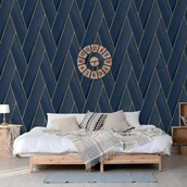 Tapety - DUTCH WALLCOVERINGS Tapeta Geometric, niebiesko-złota - miniaturka - grafika 1