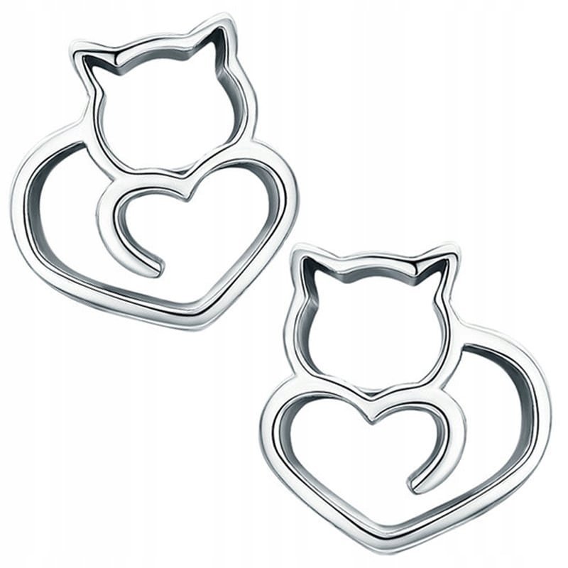 Kolczyki Srebrne Kolczyki Dla Dziewczynki Kotek Srebro 925 Kolczyki Trusky