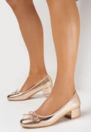 Czółenka - Szampańskie Czółenka z Kokardką na Niskim Słupku Tovia - miniaturka - grafika 1