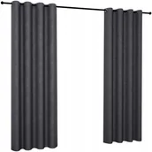 Zasłony - Zasłona welurowa 140x220 na przelotkach grafitowa gładka matowa na kółkach - miniaturka - grafika 1