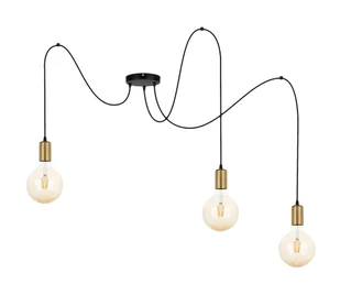Żyrandol na lince MIROS 3xE27/60W/230V czarny/złoty - Lampy sufitowe - miniaturka - grafika 1