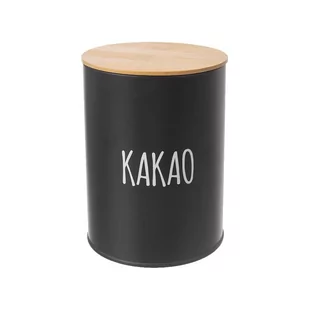 Czarny blaszany pojemnik na kakao z bambusową pokrywką Orion, 1,3 l - Pojemniki kuchenne - miniaturka - grafika 1