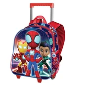 Plecaki - Spiderman Glow mały plecak 3D na kółkach, niebieski, NIEBIESKI, Jeden rozmiar, Mały plecak 3D z kółkami świecący - miniaturka - grafika 1