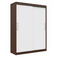Szafy - Szafa przesuwna AKORD CLP Wenge 150 cm - 2 drzwi, fronty kolor Biały, mat, 6 półek - 150x60x200 cm - miniaturka - grafika 1