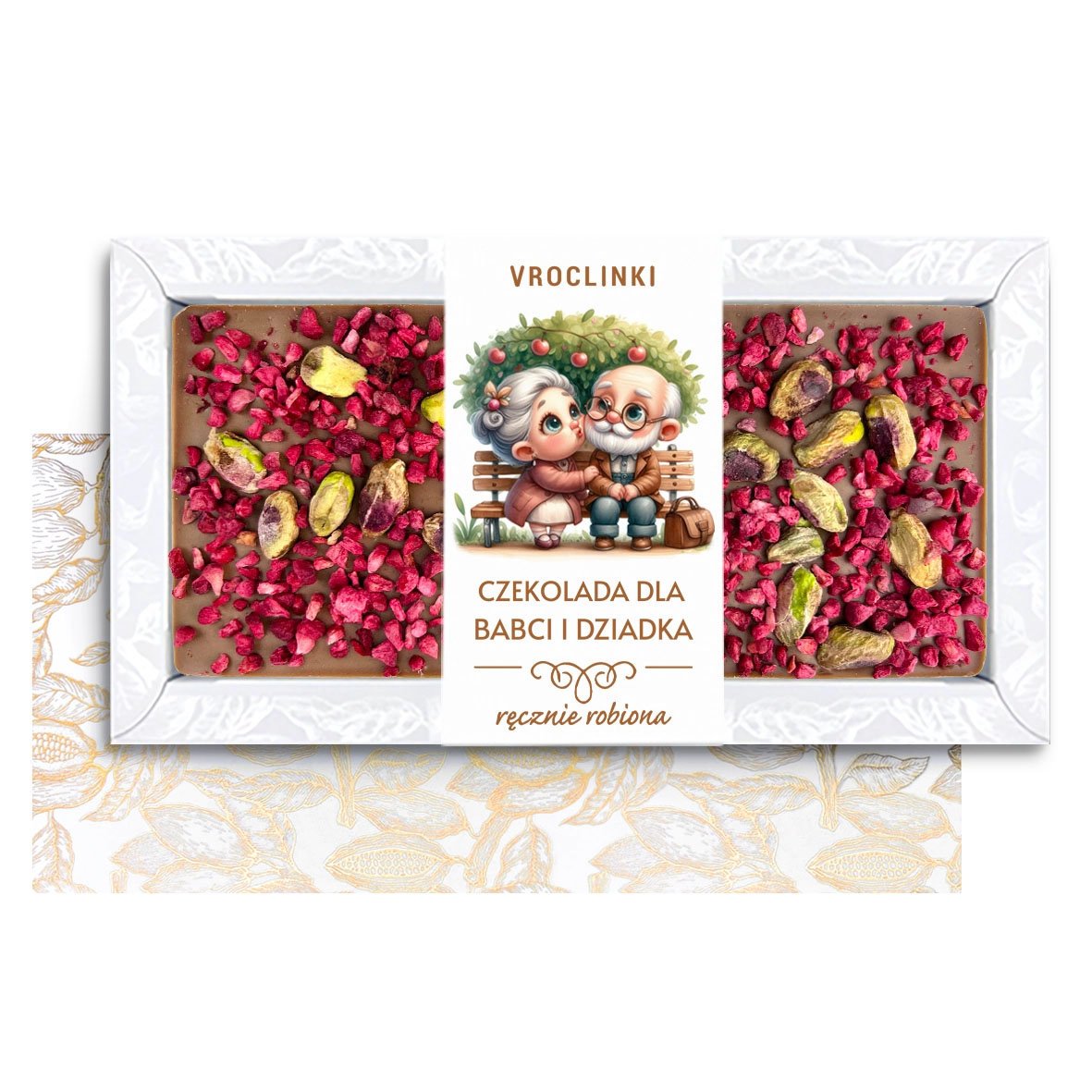 Czekolada Mleczna z Malinami i Pistacjami na Dzień Babci i Dziadka (80g)