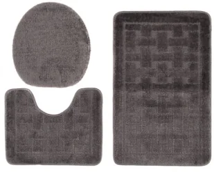 Szary stylowy komplet dywaników do łazienki w kratę C1-K54 - Dywaniki łazienkowe Szary stylowy komplet dywaników do łazienki w kratę C1-K54 - Dywaniki łazienkowe - miniaturka - grafika 1
