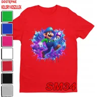 Koszulki męskie - T-Shirt Koszulka Dziecięca Super Mario Bros Bajki Gry Luigi -M 134-140 - miniaturka - grafika 1