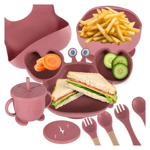 Pierwsze Naczynia Silikonowe Dla Dzieci Zesteaw 9 Sztuk Krab Ciemny Różowy - Zestawy naczyń dla dzieci Pierwsze Naczynia Silikonowe Dla Dzieci Zesteaw 9 Sztuk Krab Ciemny Różowy - Zestawy naczyń dla dzieci - miniaturka - grafika 1