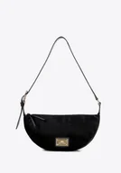 Torebki damskie - Torebka półksiężyc na ramię ze skóry naturalnej czarna - miniaturka - grafika 1