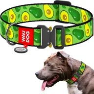 Obroże dla psów - Obroża dla psa nylonowa WAUDOG Nylon z paszportem QR, rysunek "Awokado", metalowa klamra fastex, rozmiar XXL, 46-70 cm, 35 mm - miniaturka - grafika 1