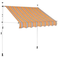 Markizy - vidaXL Markiza zwijana ręcznie, 100 cm, żółto-niebieskie pasy vidaXL - miniaturka - grafika 1