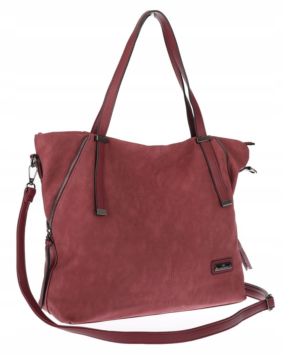 Torebka Damska Shopperka Pojemna A4 Modna Duża Torba kuferek CH7713 Bordowa