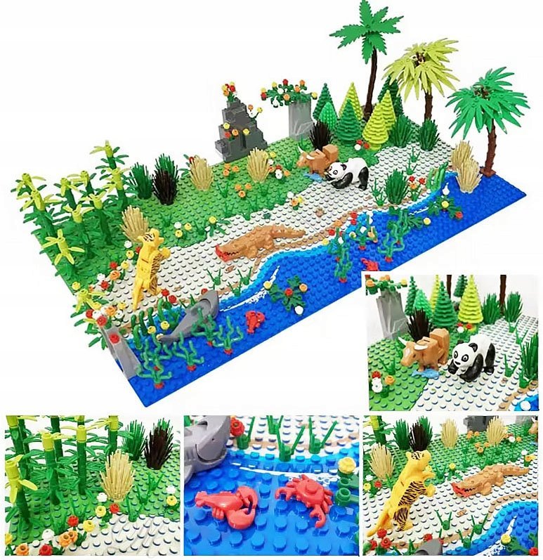KLOCKI ZESTAW 50cm JUNGLA zwierzęta town farma dinozaury figurki akcesoria
