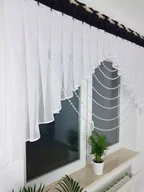 Firany - FIRANA GOTOWA Z GIPIURĄ ORAZ KORALIKAMI FIRANY DO KUCHNI SALONU WOAL CZARNA - miniaturka - grafika 1