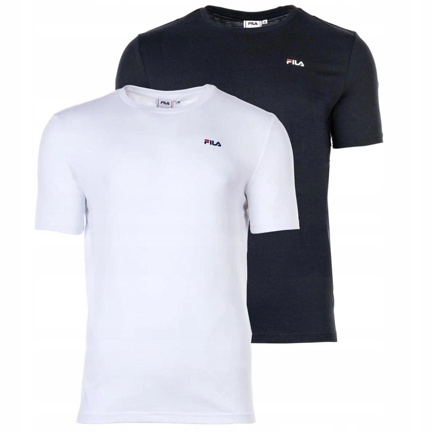 Koszulka męska t-shirt Fila 2PAK biały czarny logo bawełniany dwupak r. M