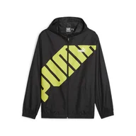 Kurtki męskie - Męska Kurtka przejściowa PUMA HOODED GRAPHIC WINDBREAKER 62383701 – Czarny - miniaturka - grafika 1