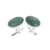 Spinki do mankietów i krawatów - Spinki do mankietów Szmaragd 18x13 (S1344) Srebro [925] - miniaturka - grafika 1