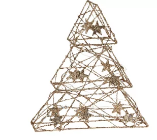 Choinka druciana z brokatem 29 cm złota 14 LED - Oświetlenie świąteczne - miniaturka - grafika 1