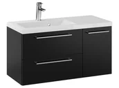 Szafki łazienkowe - Szafka Wisząca Z Umywalką RON 90 cm D Lewa - Czarny Mat - Uchwyty Chromowane - miniaturka - grafika 1
