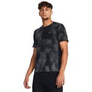 Koszulki sportowe męskie - Męska koszulka do biegania Under Armour UA Laser Wash Shortsleeve - czarna - UNDER ARMOUR - miniaturka - grafika 1