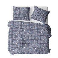 Pościel - Pościel z kory 160x200 granatowa wielokolorowa serca kratka 563N 1113E Bielawa KARO - miniaturka - grafika 1