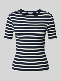 T-shirt z efektem prążkowania - Koszulki i topy damskie - miniaturka - grafika 1