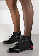 Botki damskie - Czarne Lakierowane Botki Vices z Tłoczeniem Ozvila - miniaturka - grafika 1