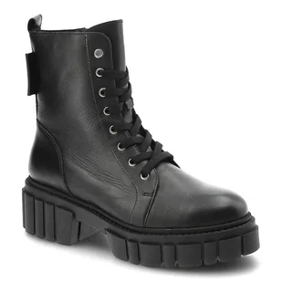 Czarne Botki Karino Skórzane Eleganckie Buty Damskie - Botki damskie - miniaturka - grafika 1