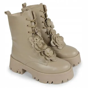 Beżowe botki workery trzewiki damskie Carinii B10027 skóra modne r.38 - Botki damskie - miniaturka - grafika 1