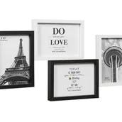 Ramki na zdjęcia - Ramka Na Zdjęcia Wielokrotna Mozaika Drewno MDF Ściana Biała Czarna 4 zdjęcia 13x18 cm - miniaturka - grafika 1