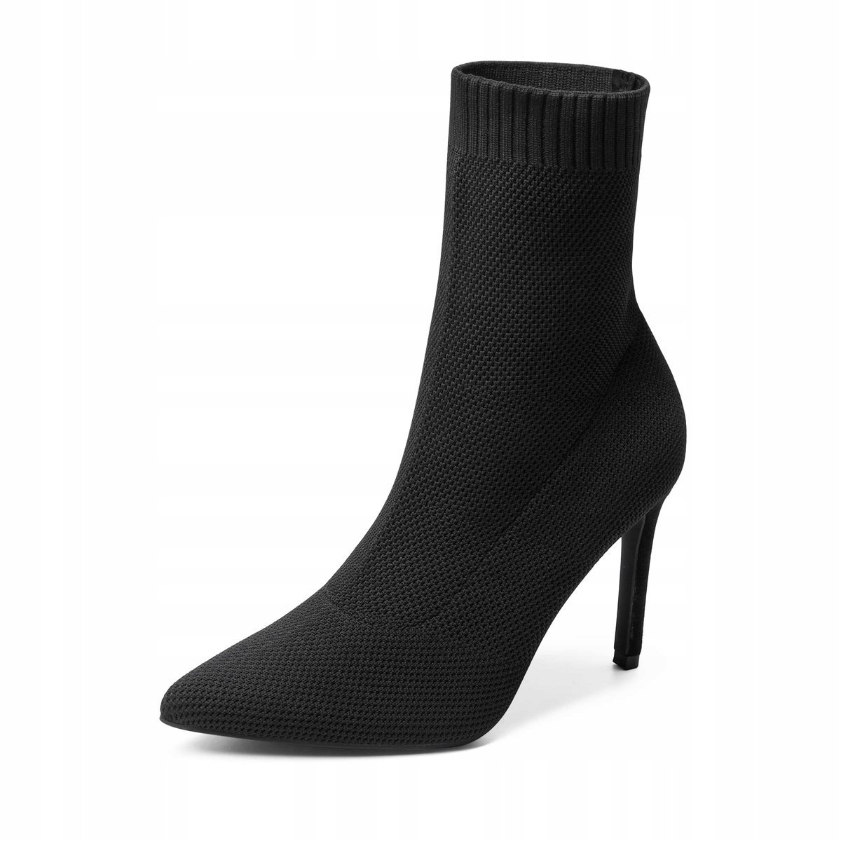 DREAM PAIRS botki damskie dzianinowe na szpilce nr 41 CZARNE antypoślizgowe