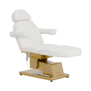 physa Fotel kosmetyczny elektryczny podgrzewany 3 silniki 300 W 200 x 60 x 60 82 cm 200 kg biały / złoty - Fotele kosmetyczne - Fotele kosmetyczne - miniaturka - grafika 1