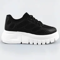 Buty sportowe damskie - SPORTOWE BUTY DAMSKIE NA PLATFORMIE CZARNE (S222) - marka niezdefiniowana - miniaturka - grafika 1