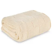 Koce - Koc narzuta 130x170 Pled beżowy - miniaturka - grafika 1