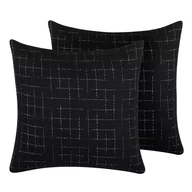 Poduszki dekoracyjne - Beliani Zestaw 2 poduszek dekoracyjnych geometryczny wzór 45 x 45 cm czarny BE - miniaturka - grafika 1
