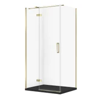 Kabiny prysznicowe - Kabina prysznicowa Cersanit Jota 100x80x195 prostokątna złoty transparentne z brodzikiem tako slim czarny mat S601-389 - miniaturka - grafika 1