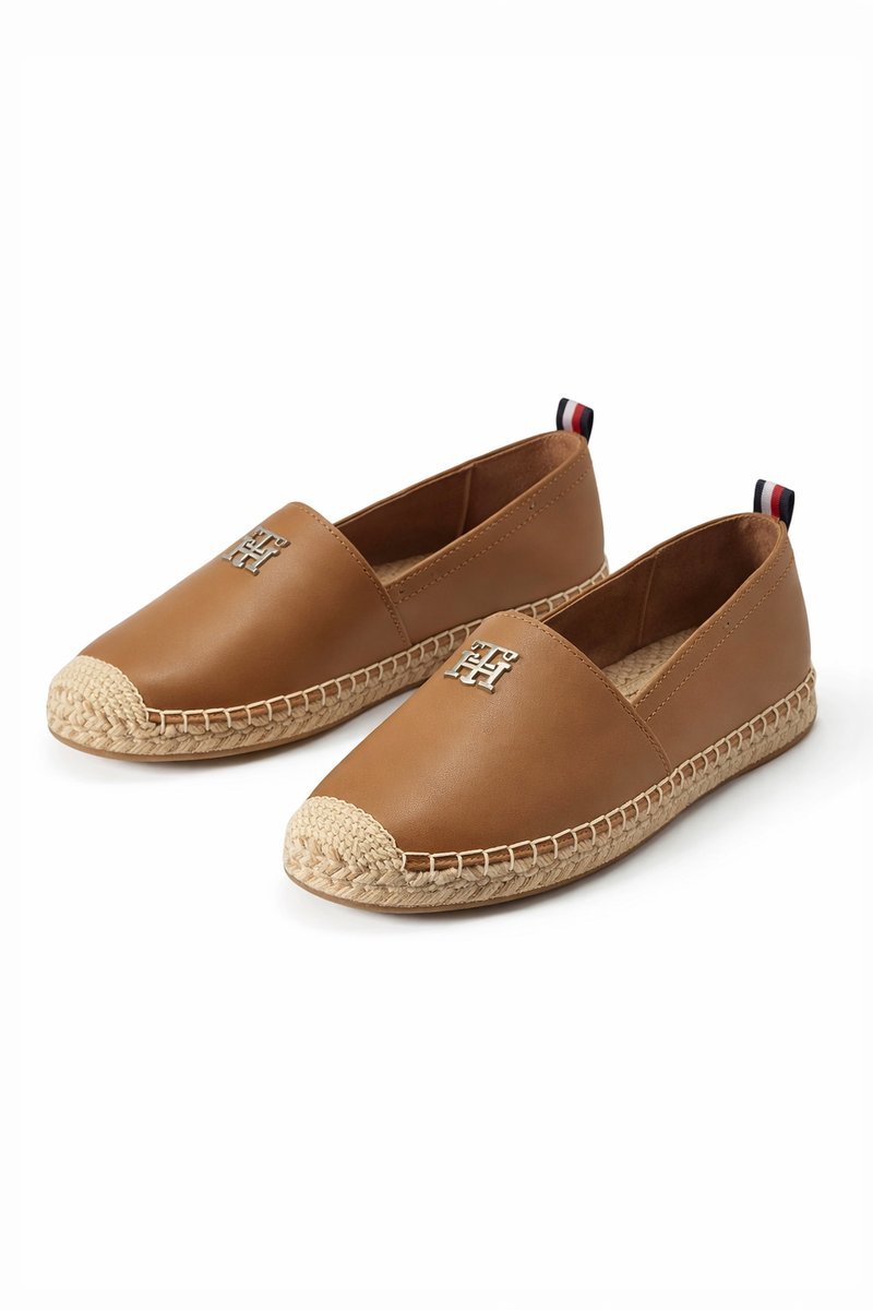 TOMMY HILFIGER BEŻOWE ESPADRYLE Z SKÓRY NATURALNEJ Z LOGO 37 2I3A