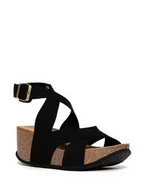 Sandały damskie - Sunbay Sandały w kolorze czarnym na koturnie - miniaturka - grafika 1