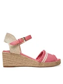 Espadryle damskie - Tommy Hilfiger Espadryle Fringe Canvas Medium Wedge FW0FW08879 Różowy - miniaturka - grafika 1