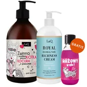 Zestawy kosmetyków damskich - Zestaw LaQ, krem do rąk i paznokci, Royal, 300 ml + Bossy & Sexy Walentynki, żel pod prysznic, piwonia, 500 ml + żel pod prysznic, Różowy w ch!, 100 ml gratis - miniaturka - grafika 1