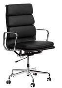 Fotele i krzesła biurowe - D2.Design CH Fotel biurowy inspirowany EA219 skóra 59x60 cm chrom/czarny 27745 - miniaturka - grafika 1